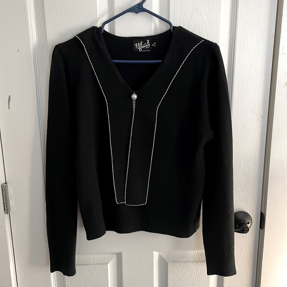 Hell Bunny Cropped Sweater Top Blouse XL UK 16